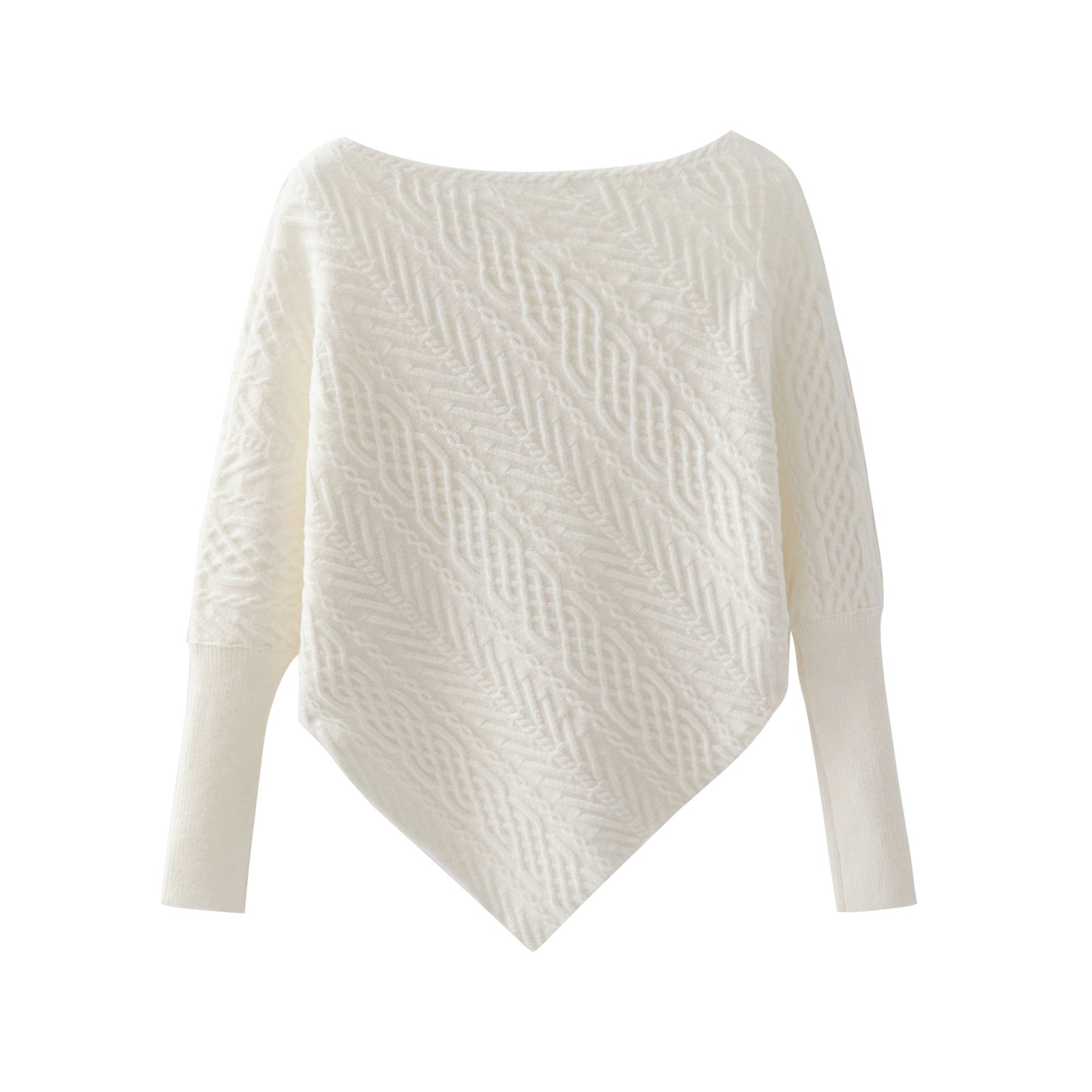 Irregular off shoulder Fried Dough Twists cape knitwear long sleeve sweater