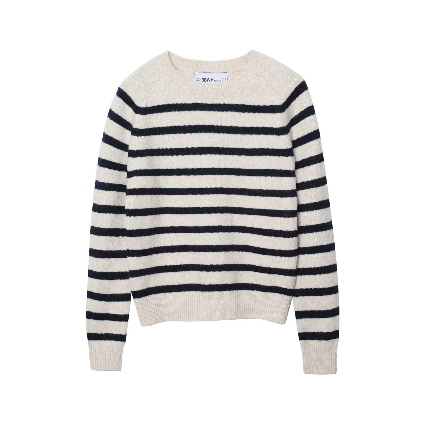 Minimally striped knitted sweater for women's clothing