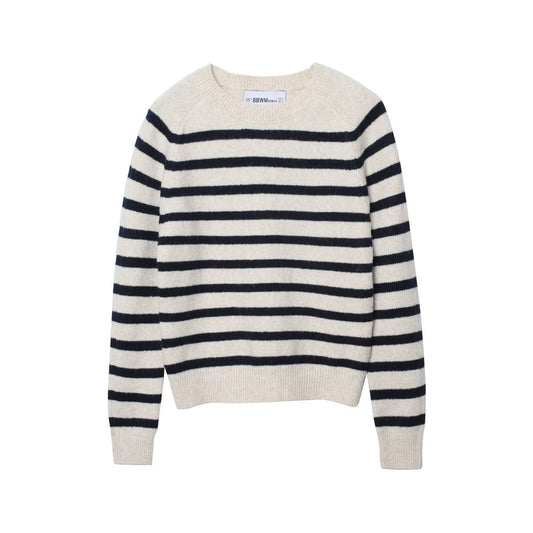 Minimally striped knitted sweater for women's clothing
