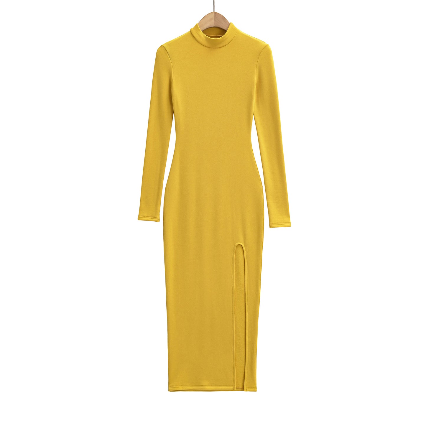Split half high neck long sleeved dress