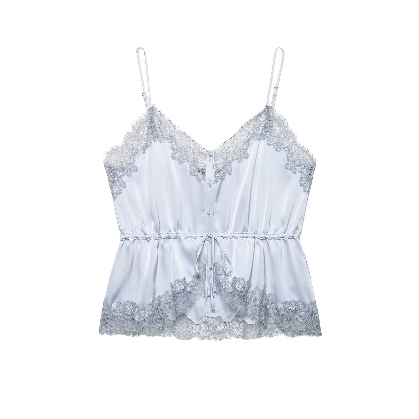 Hot girl lace decorative silk top