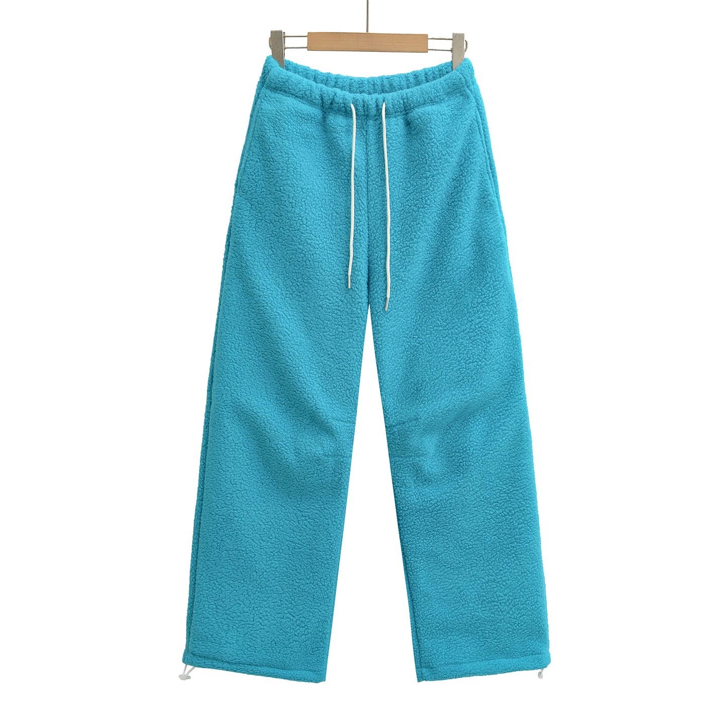 Drawstring elastic waist straight leg casual pants