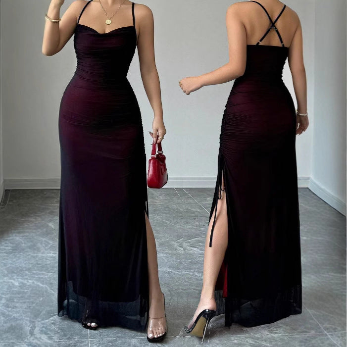 Creative Street Style Fashion Women's Chiffon Strap Square Neck Bodycon Dress