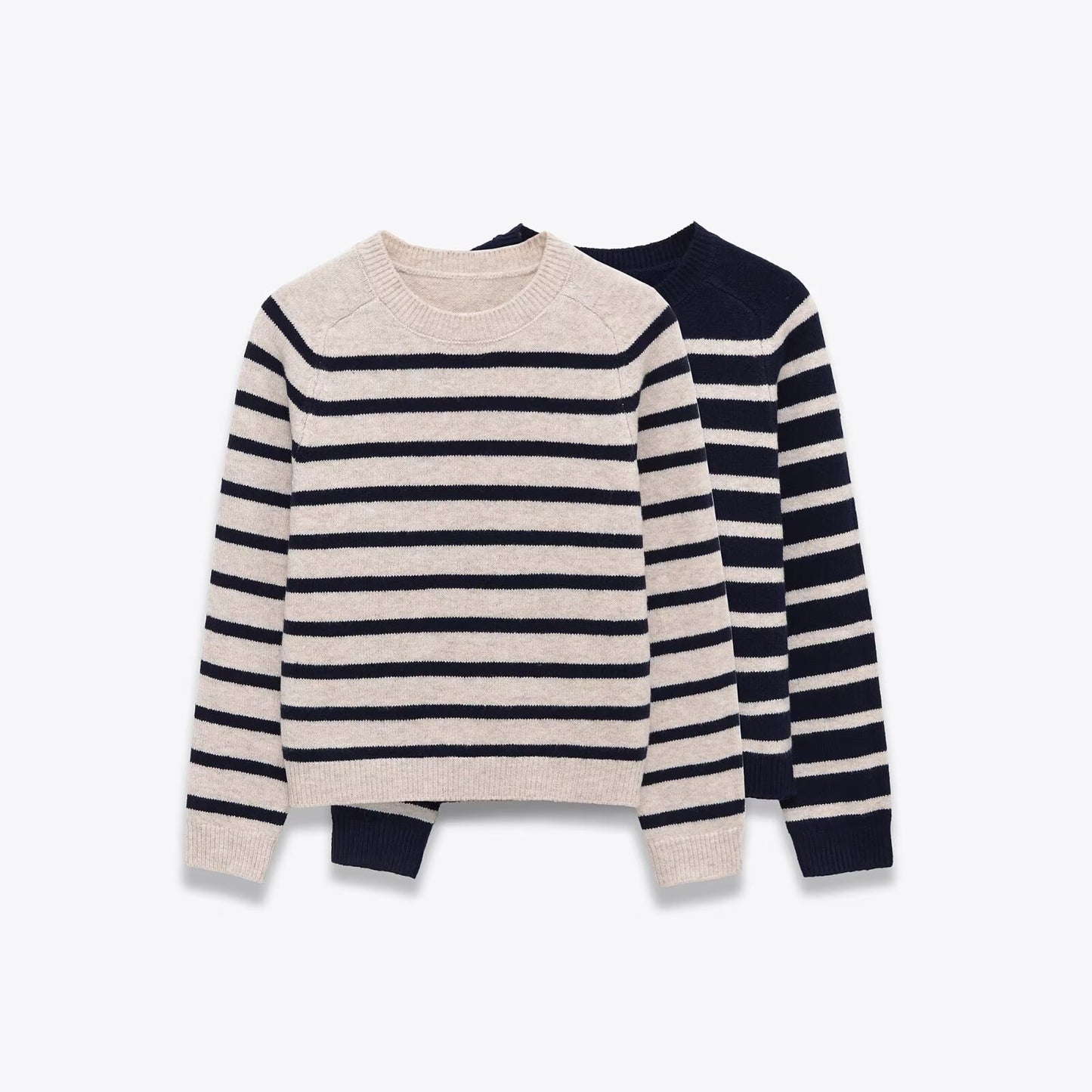 Minimally striped knitted sweater for women's clothing