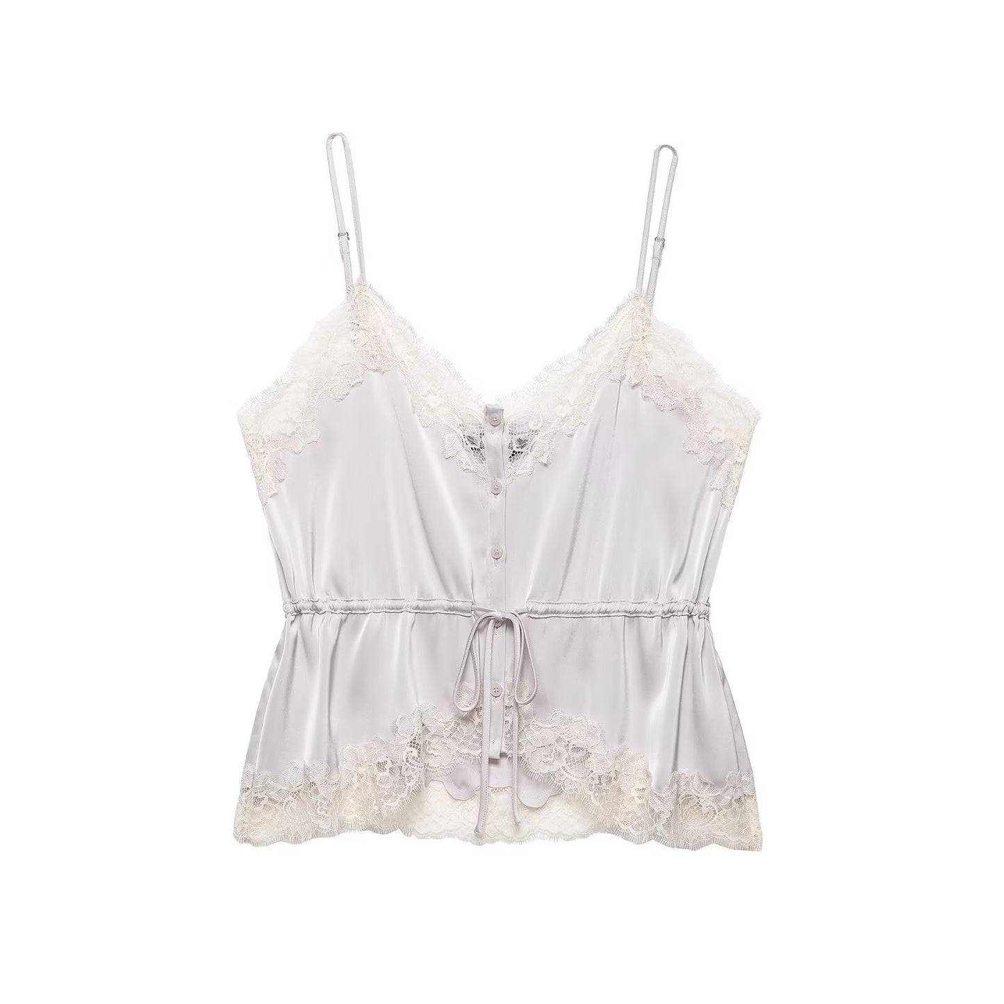 Hot girl lace decorative silk top