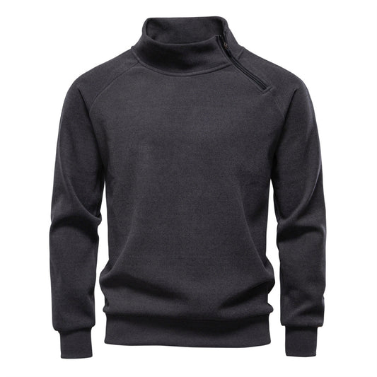 Slant zipper stand up collar men's top
