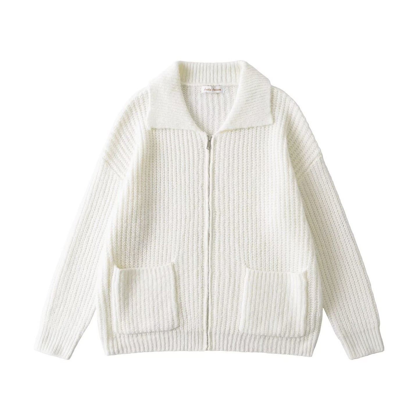 Loose collar zipper sweater