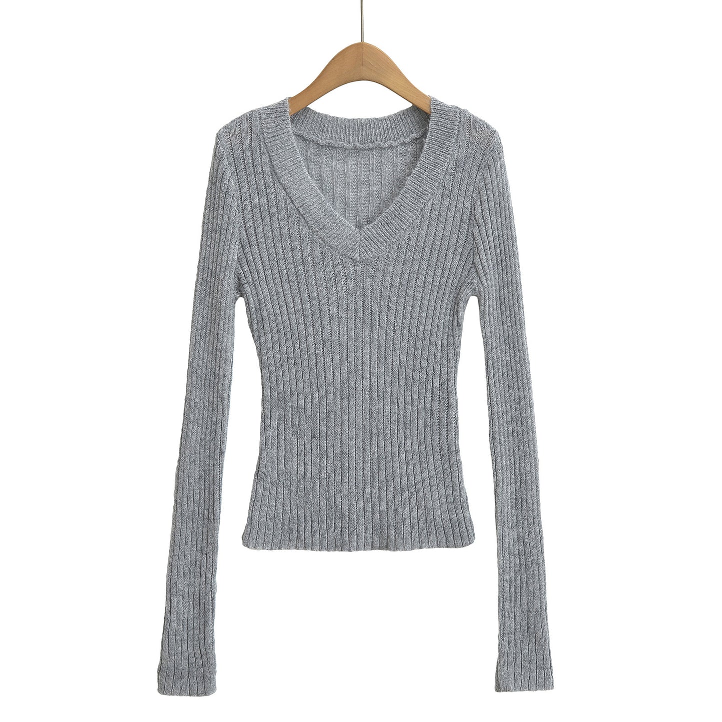 V-neck long sleeved elastic slim fit headband top