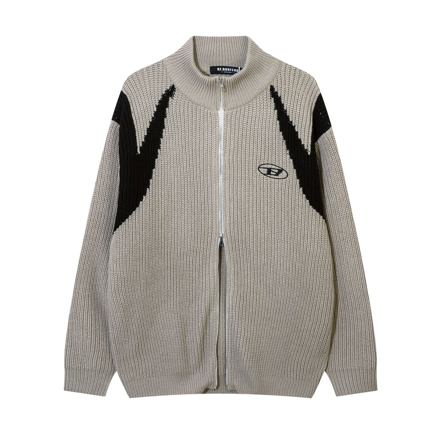 High neck thick color blocked sweater