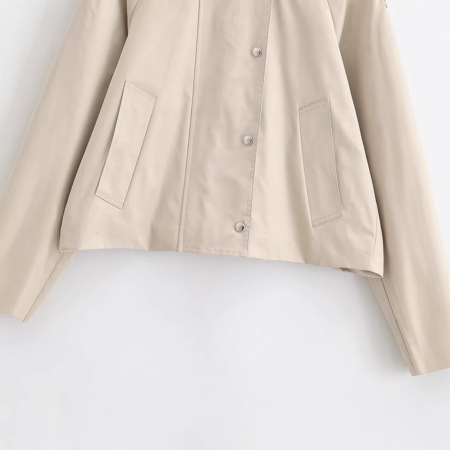 Long Sleeve Versatile Short Double-Breasted Trench Coat for Women