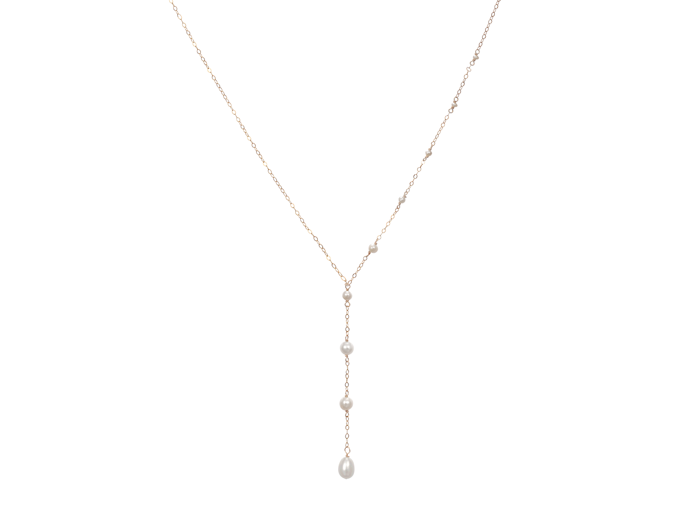 Andrea - Asymmetric Y necklace with dainty freshwater pearls