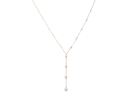 Andrea - Asymmetric Y necklace with dainty freshwater pearls