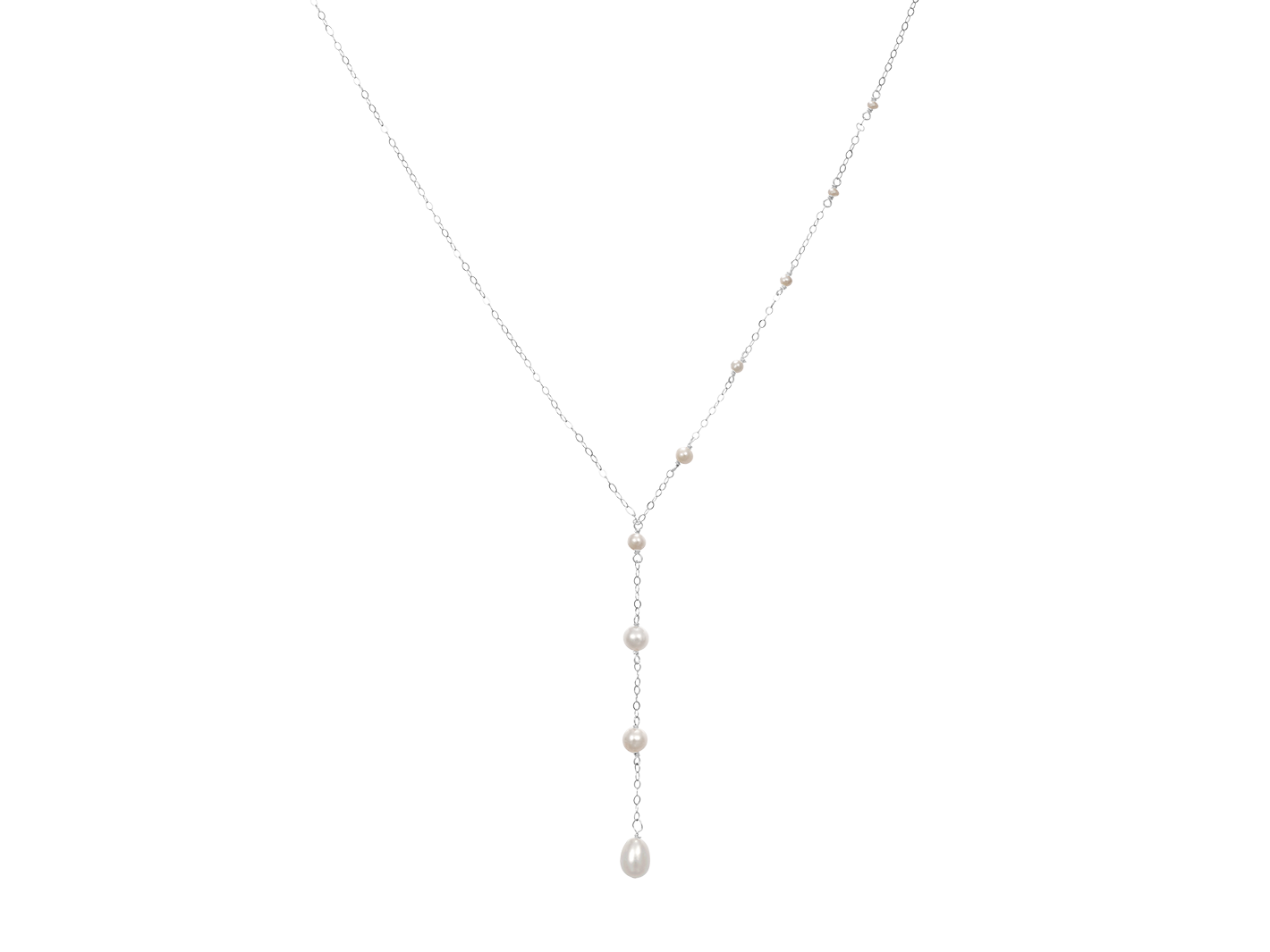 Andrea - Asymmetric Y necklace with dainty freshwater pearls