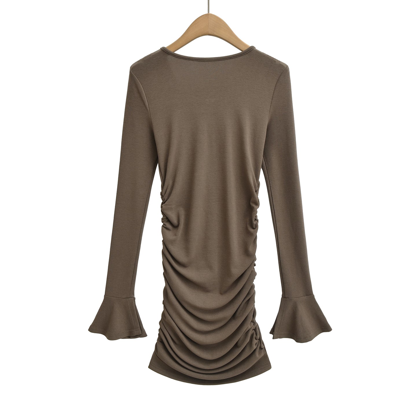 Slim fit pleated flared sleeve dress