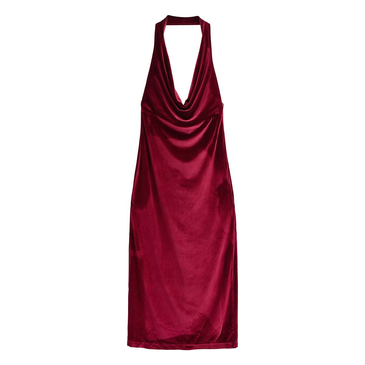 Summer New Low-Cut Halter Backless Elegant Satin Fitted Dress