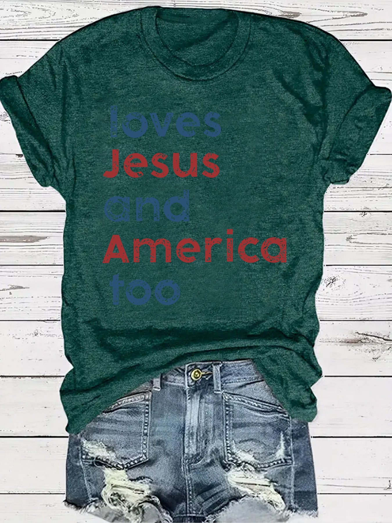 Easter pattern round neck short sleeved shirt