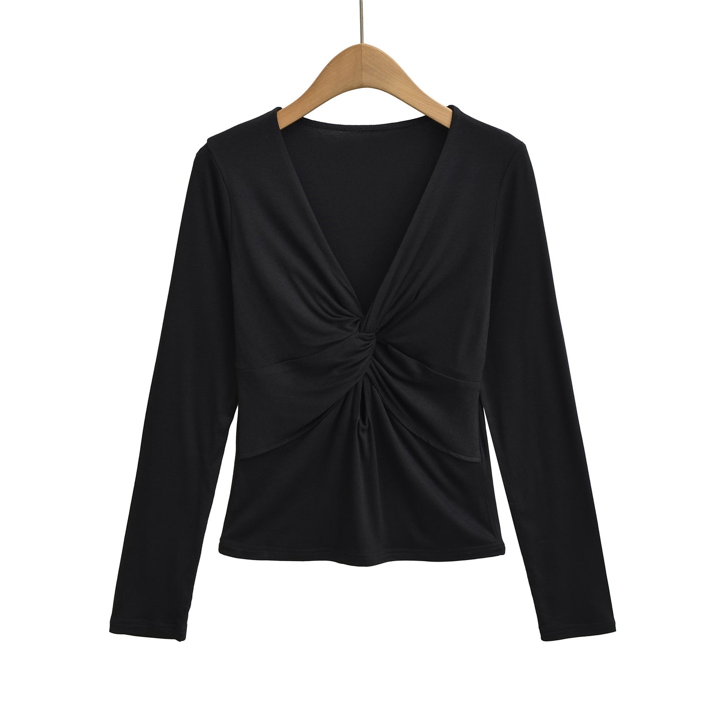 Cross V-neck slim fit long sleeved T-shirt
