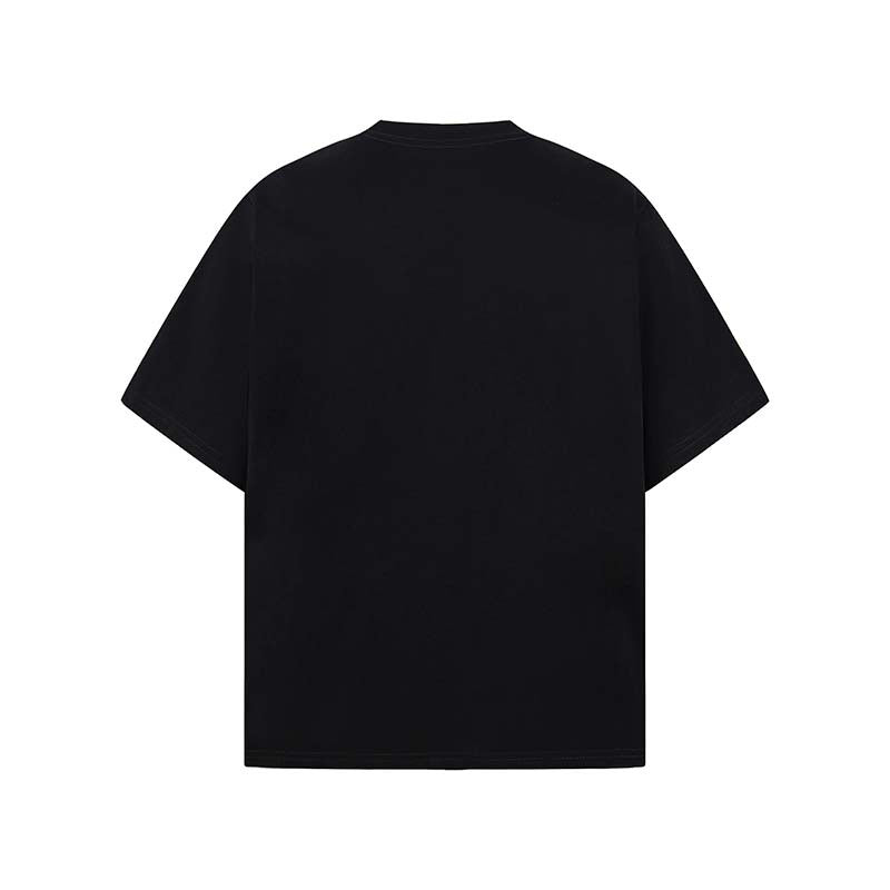 Cross Embroidered Round Neck Short Sleeve T-shirt