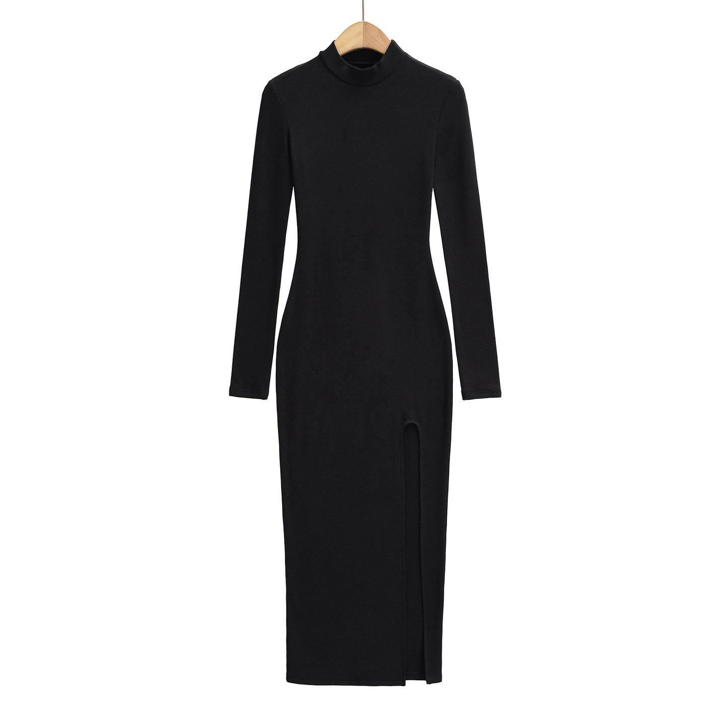 Split half high neck long sleeved dress