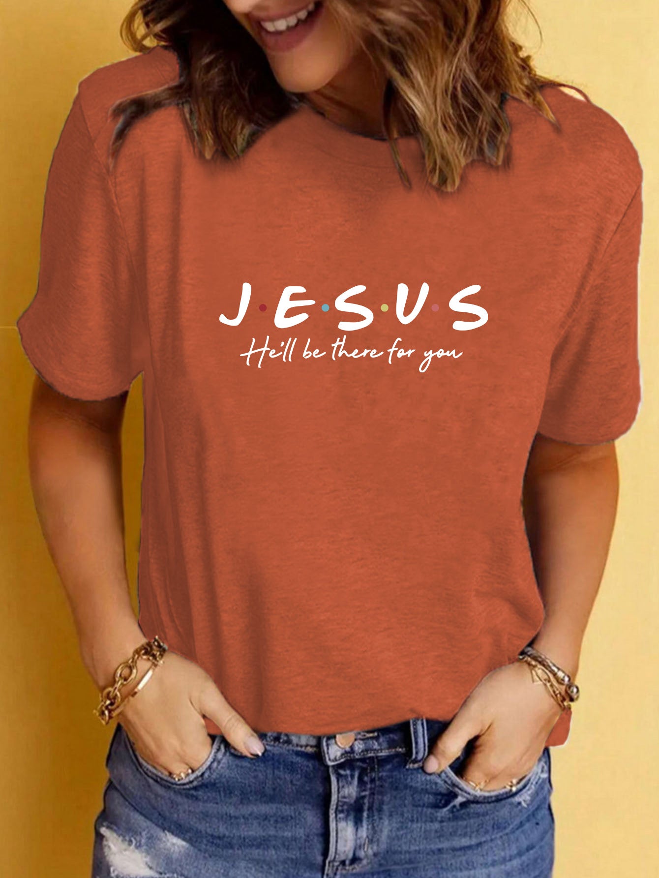 Pattern Easter print round neck short sleeved shirt