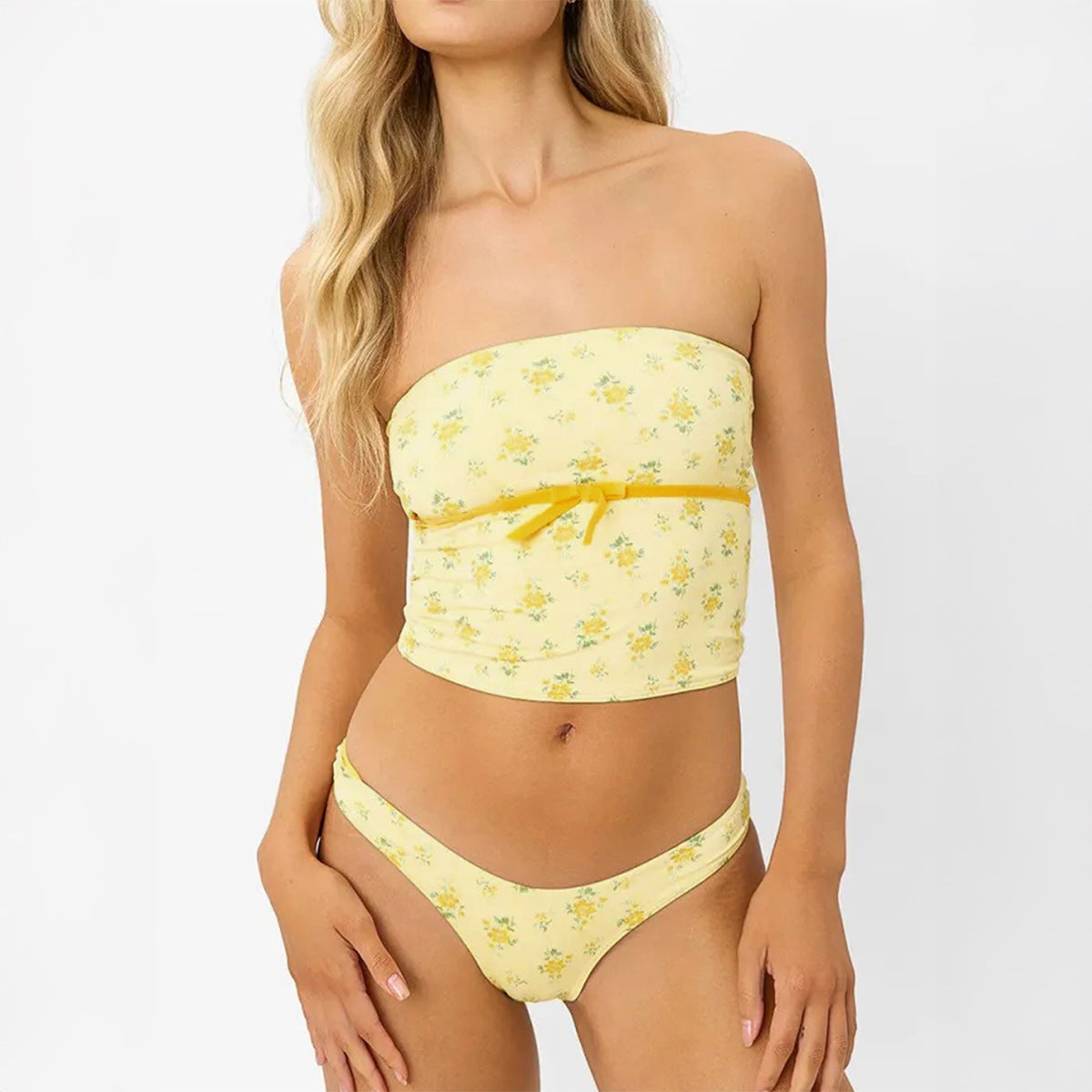 Floral Print Tube and Shorts Two-Piece Set for Women