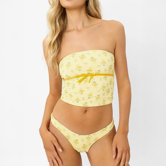 Floral Print Tube and Shorts Two-Piece Set for Women