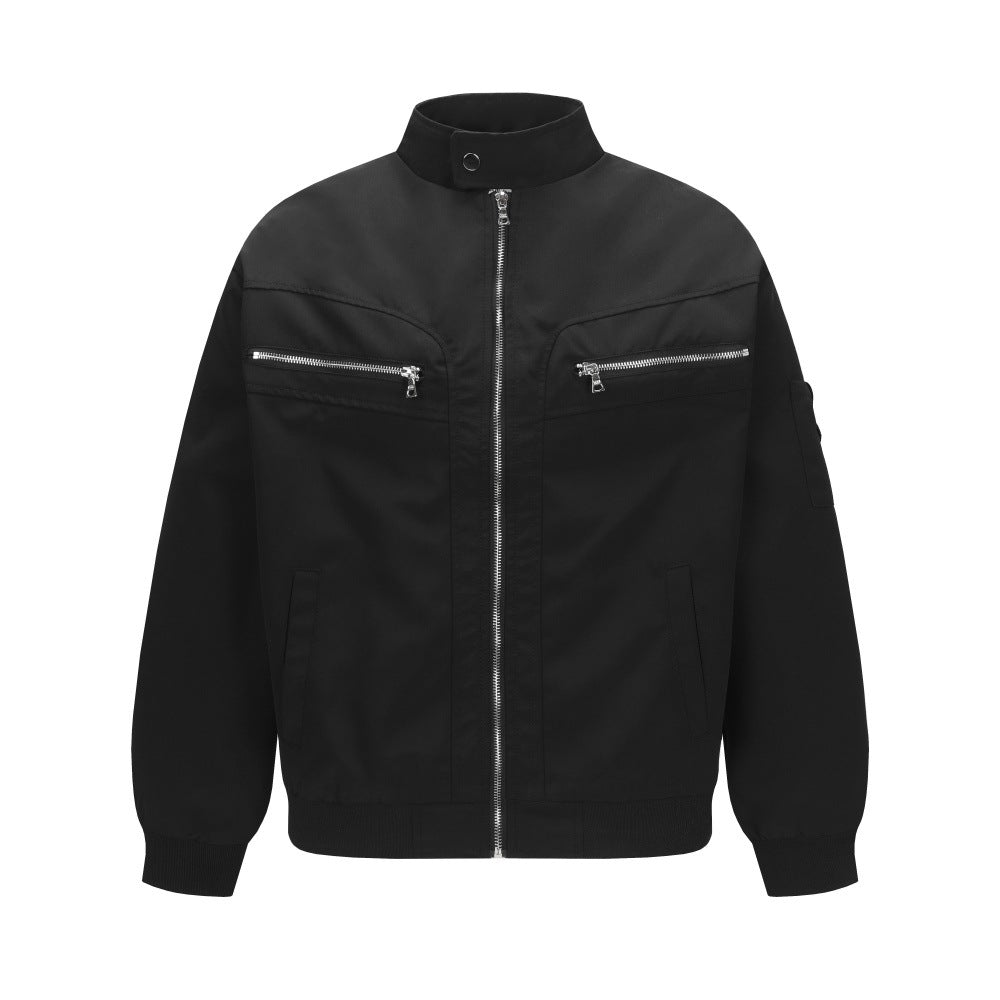 Thick cotton padded stand up collar cotton jacket
