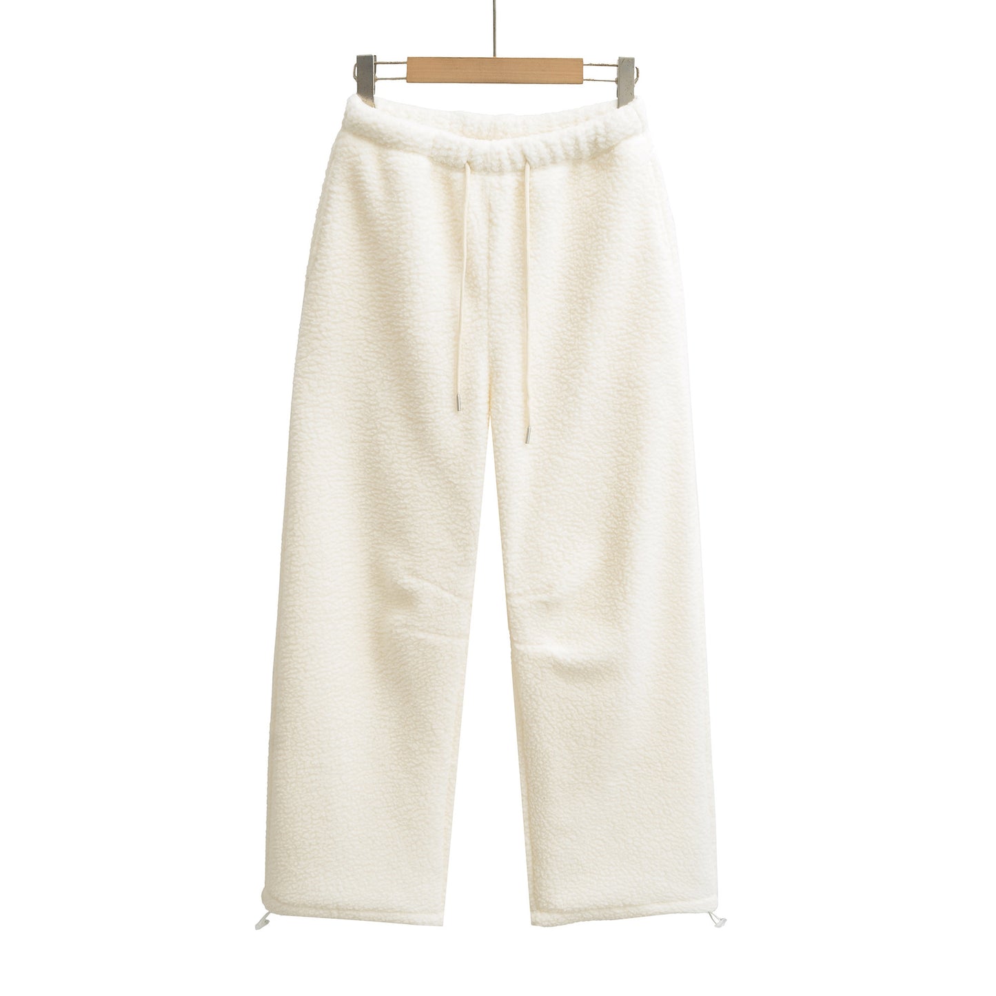 Drawstring elastic waist straight leg casual pants