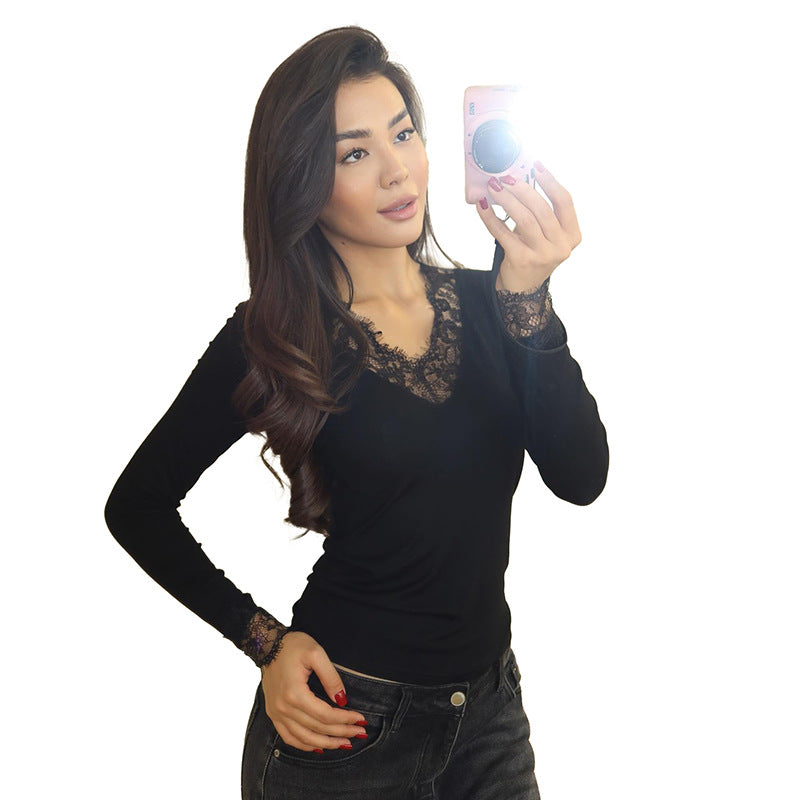 V-Neck Lace Trimmed Sleeveless Cropped Top with Cinched Waist