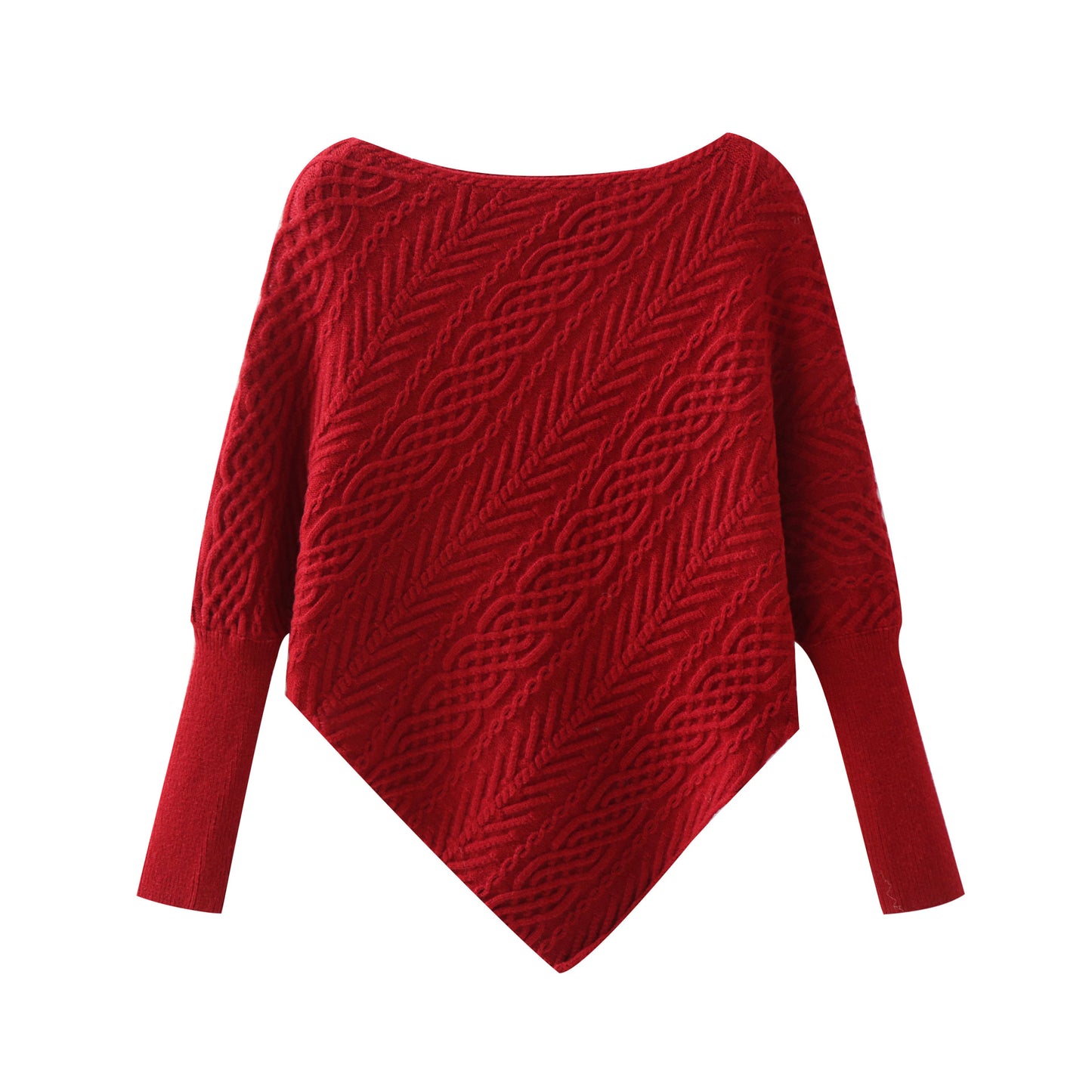 Irregular off shoulder Fried Dough Twists cape knitwear long sleeve sweater