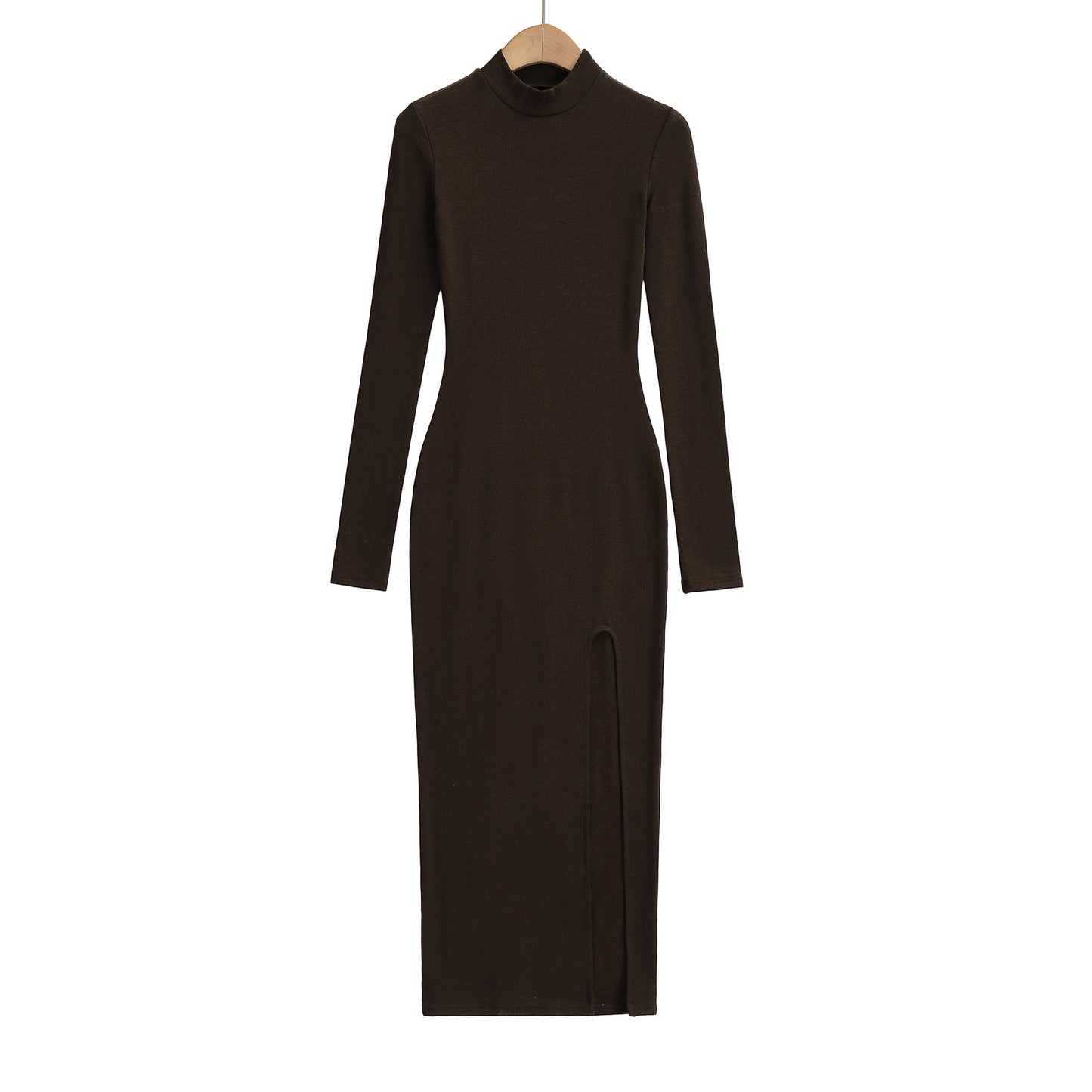 Split half high neck long sleeved dress