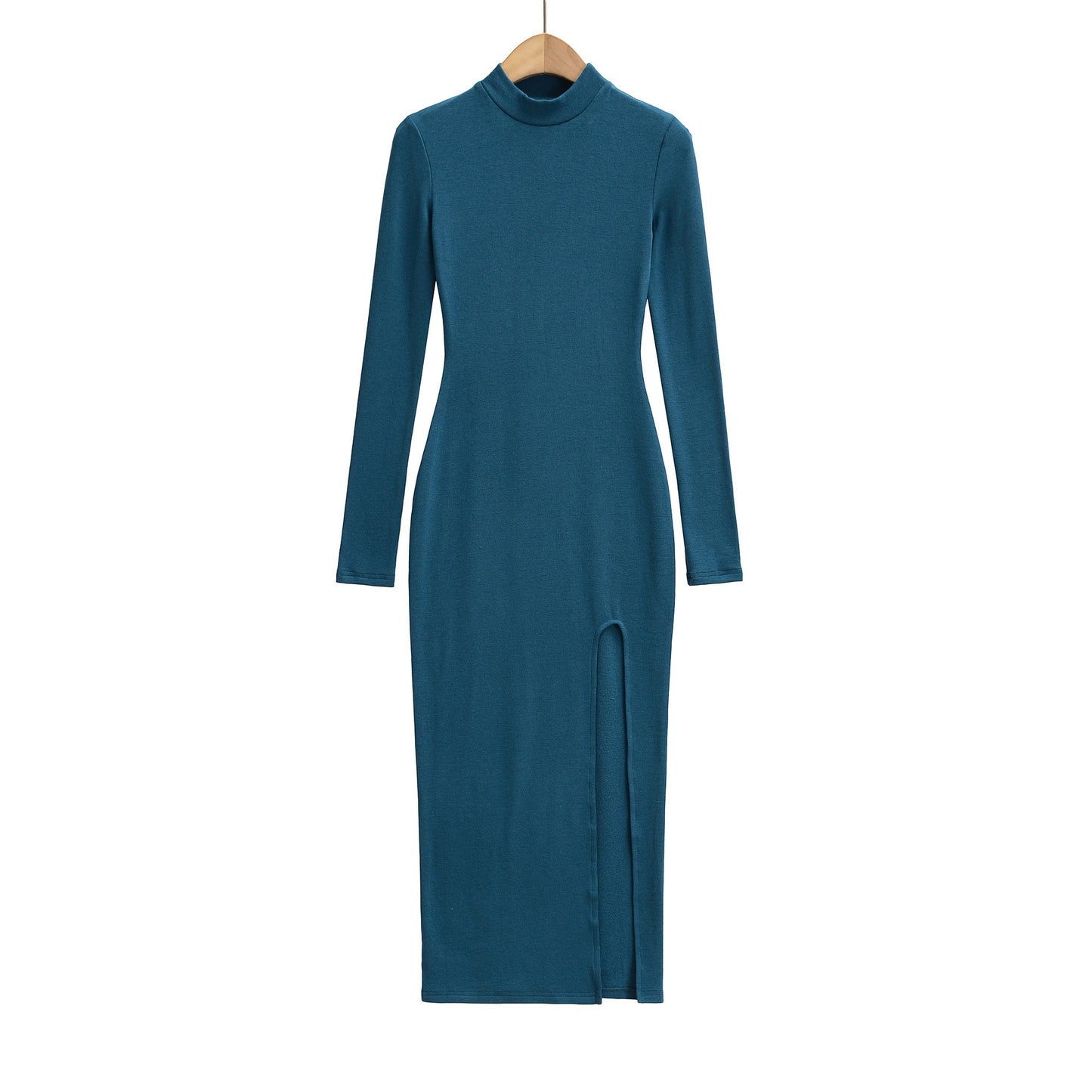 Split half high neck long sleeved dress