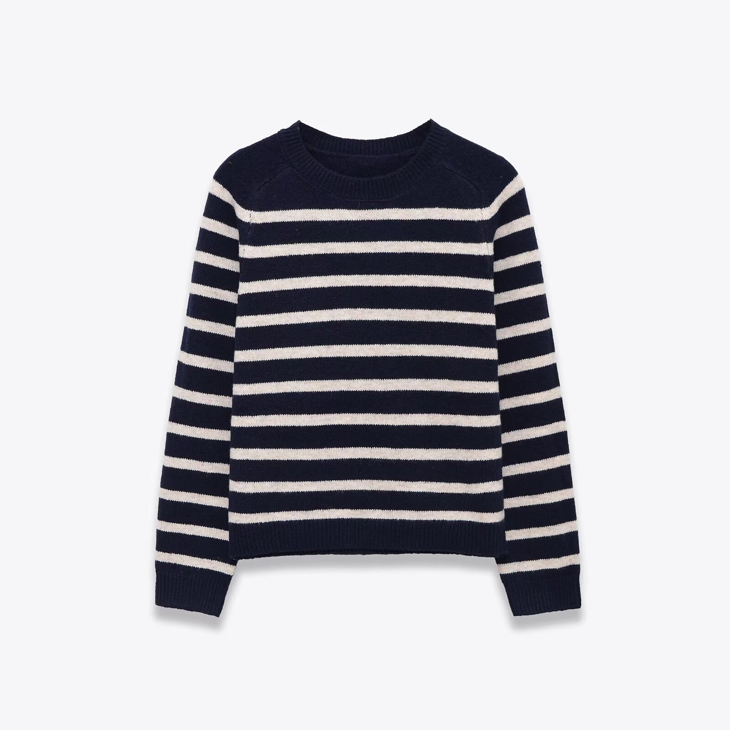 Minimally striped knitted sweater for women's clothing