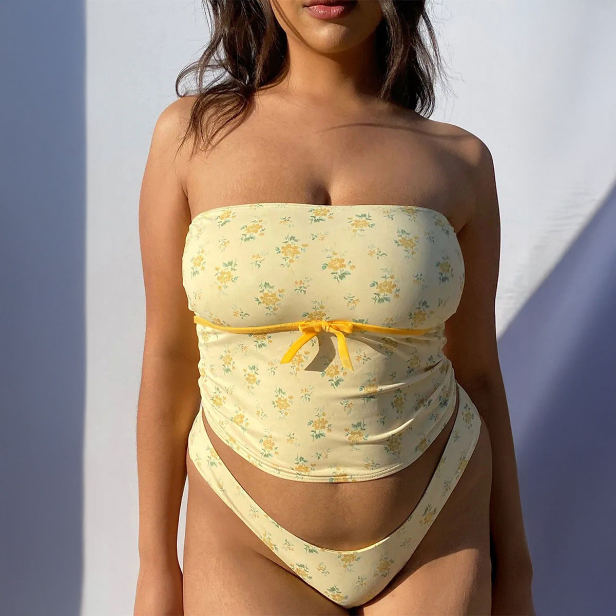 Floral Print Tube and Shorts Two-Piece Set for Women