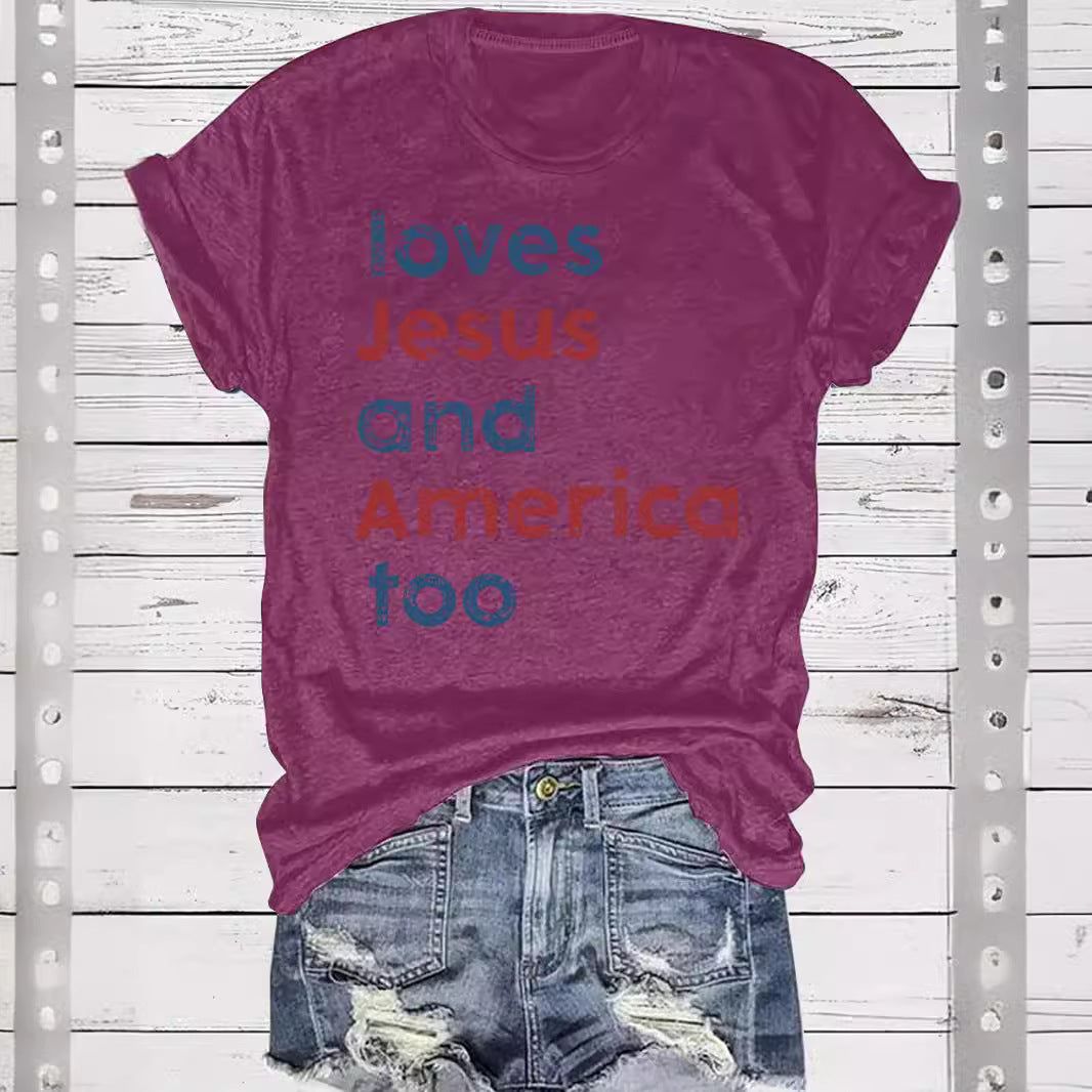Easter pattern round neck short sleeved shirt