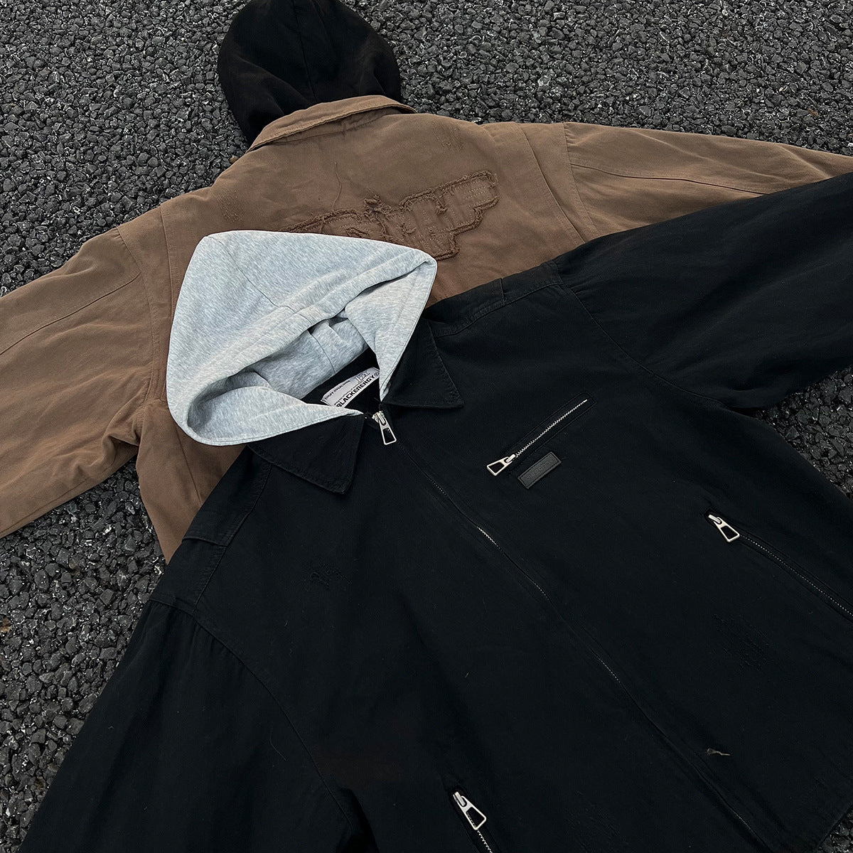 Vintage hooded jacket short jacket for men and women
