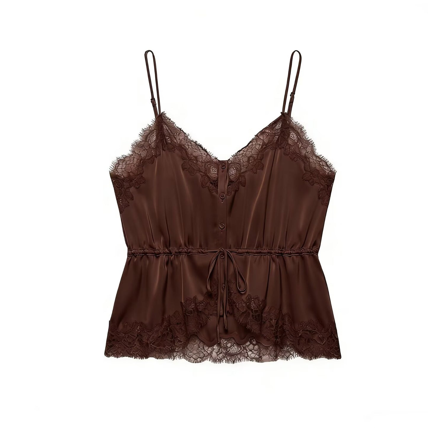 Hot girl lace decorative silk top