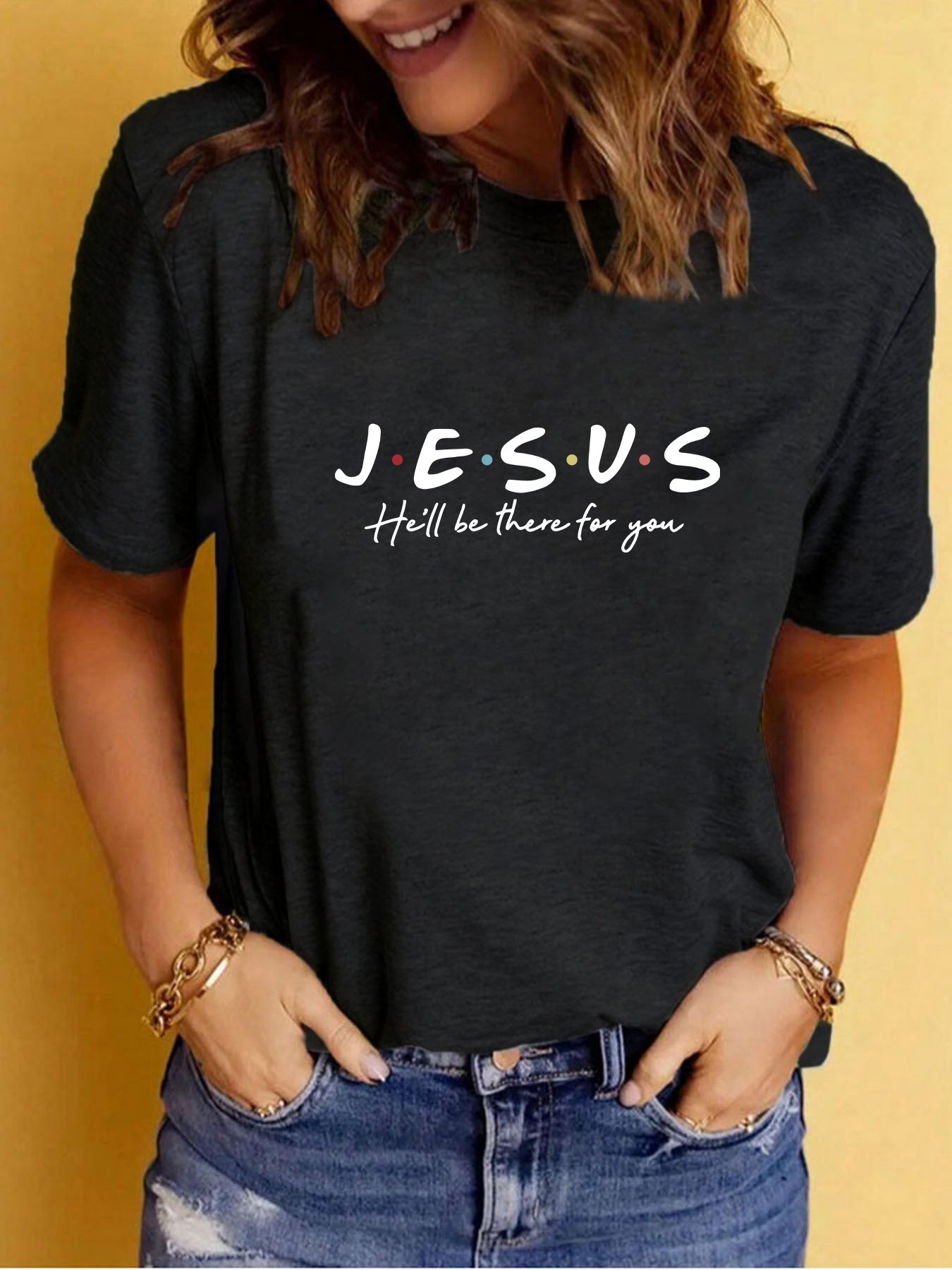 Pattern Easter print round neck short sleeved shirt