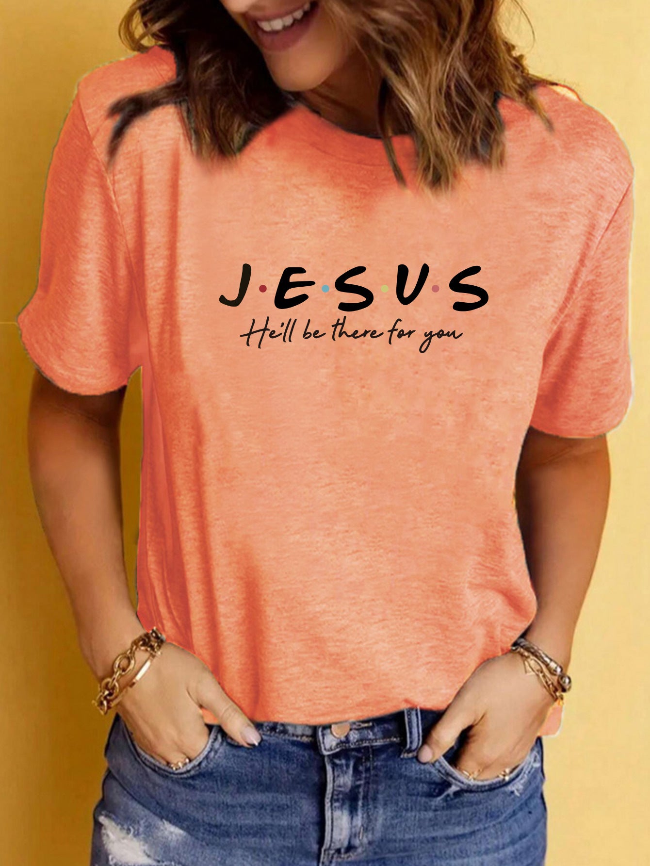Pattern Easter print round neck short sleeved shirt
