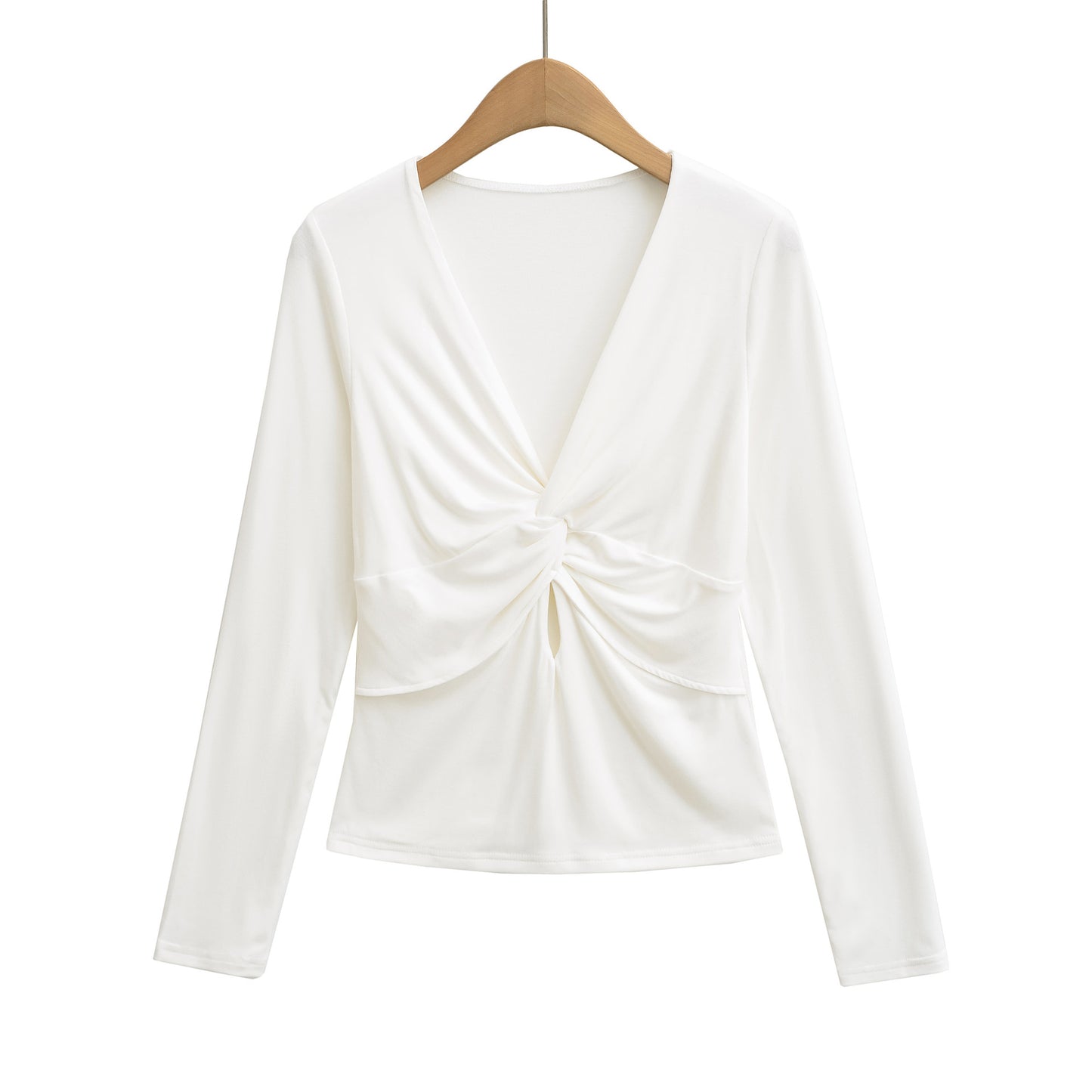 Cross V-neck slim fit long sleeved T-shirt