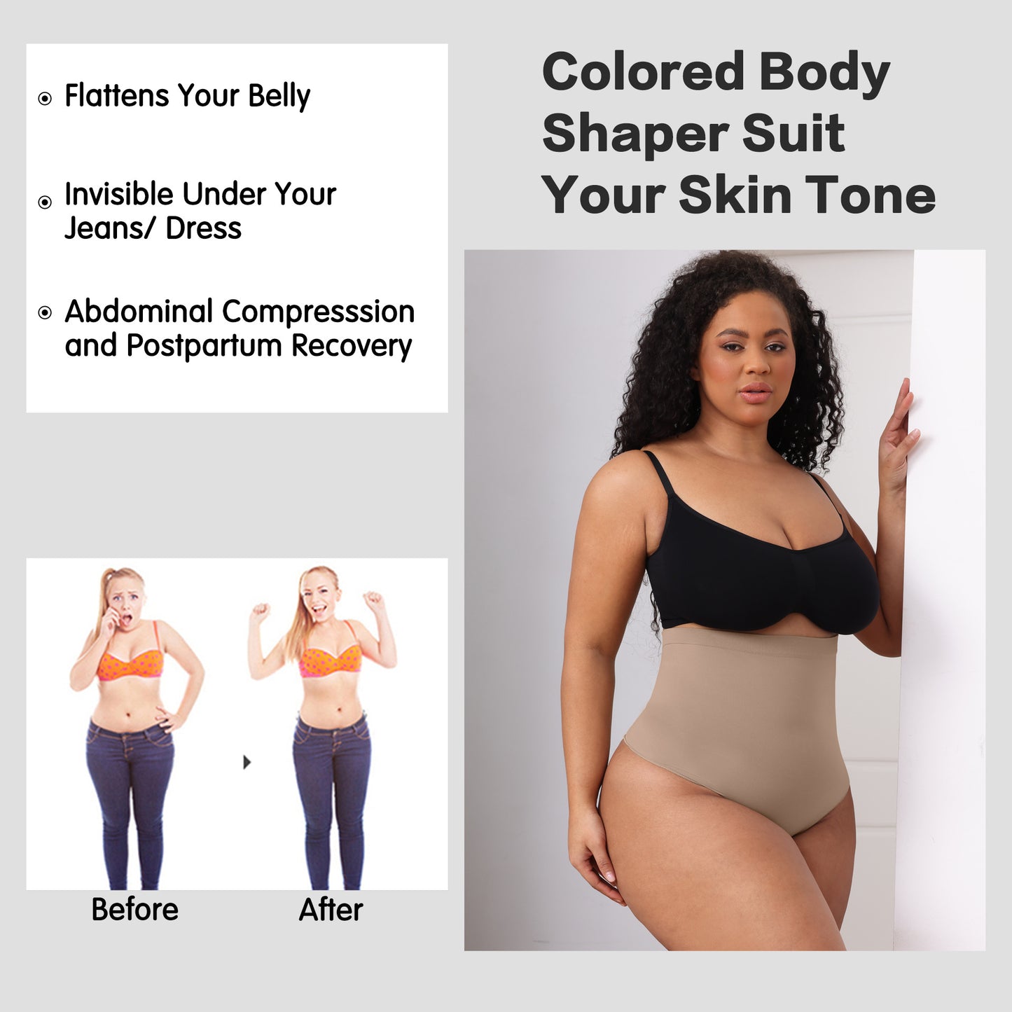 Women's Reduces Belly Postpartum Shaping Reinforced Plus Size Thong Butt-Lifting Panties Thin Style