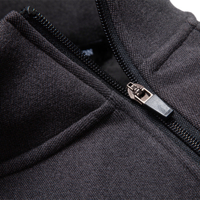 Slant zipper stand up collar men's top