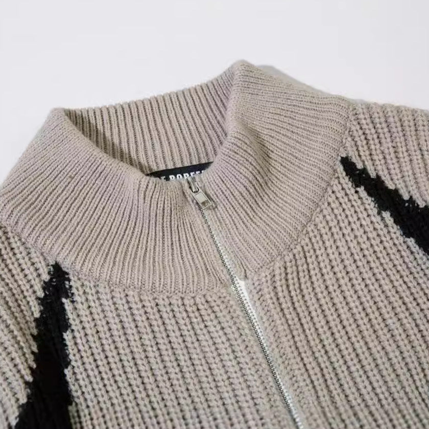 High neck thick color blocked sweater