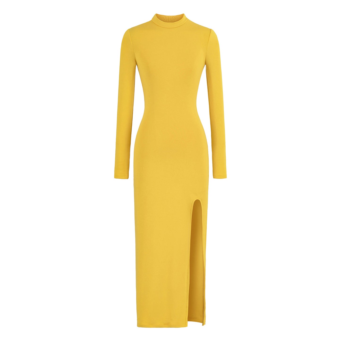 Split half high neck long sleeved dress