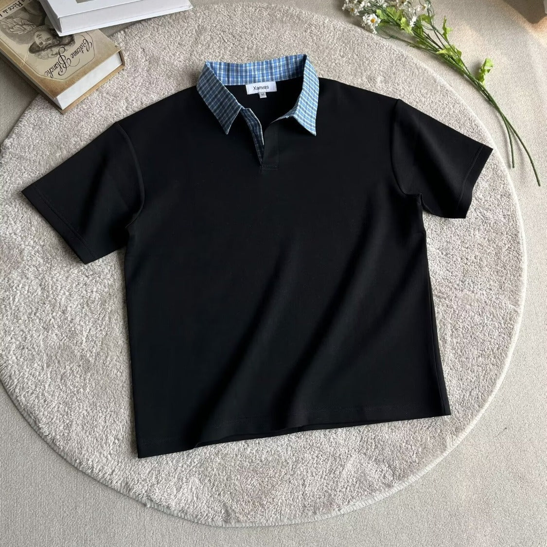 Style Color-block Short Sleeve Polo Shirt for Men
