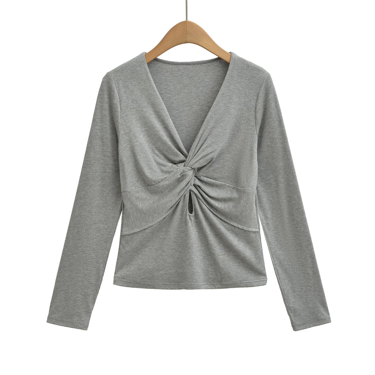 Cross V-neck slim fit long sleeved T-shirt