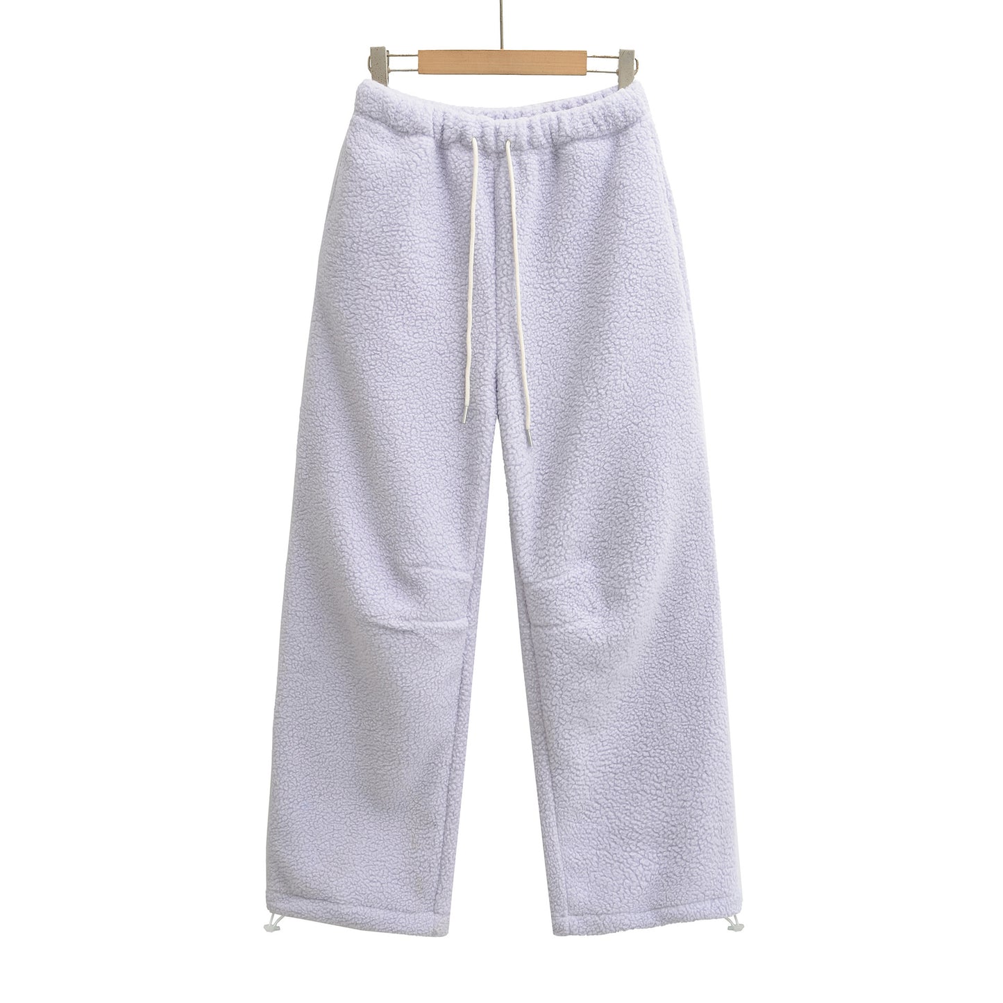 Drawstring elastic waist straight leg casual pants
