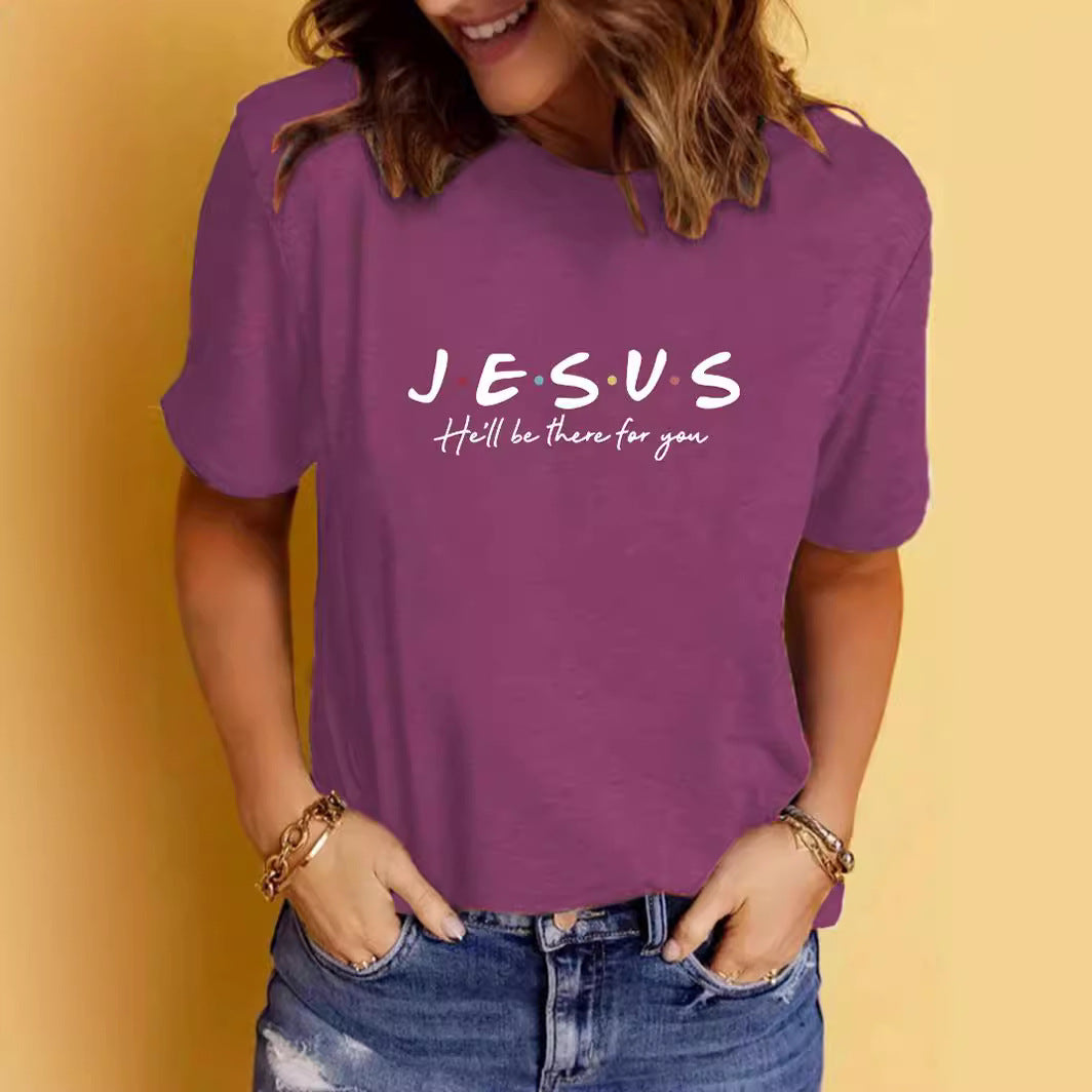 Pattern Easter print round neck short sleeved shirt