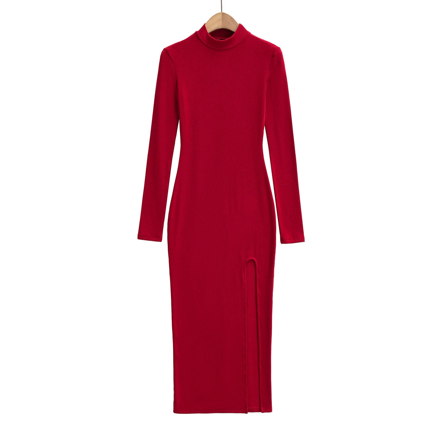 Split half high neck long sleeved dress