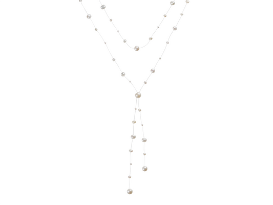 Aimée - Back Necklace with Floating Pearls Bridal
